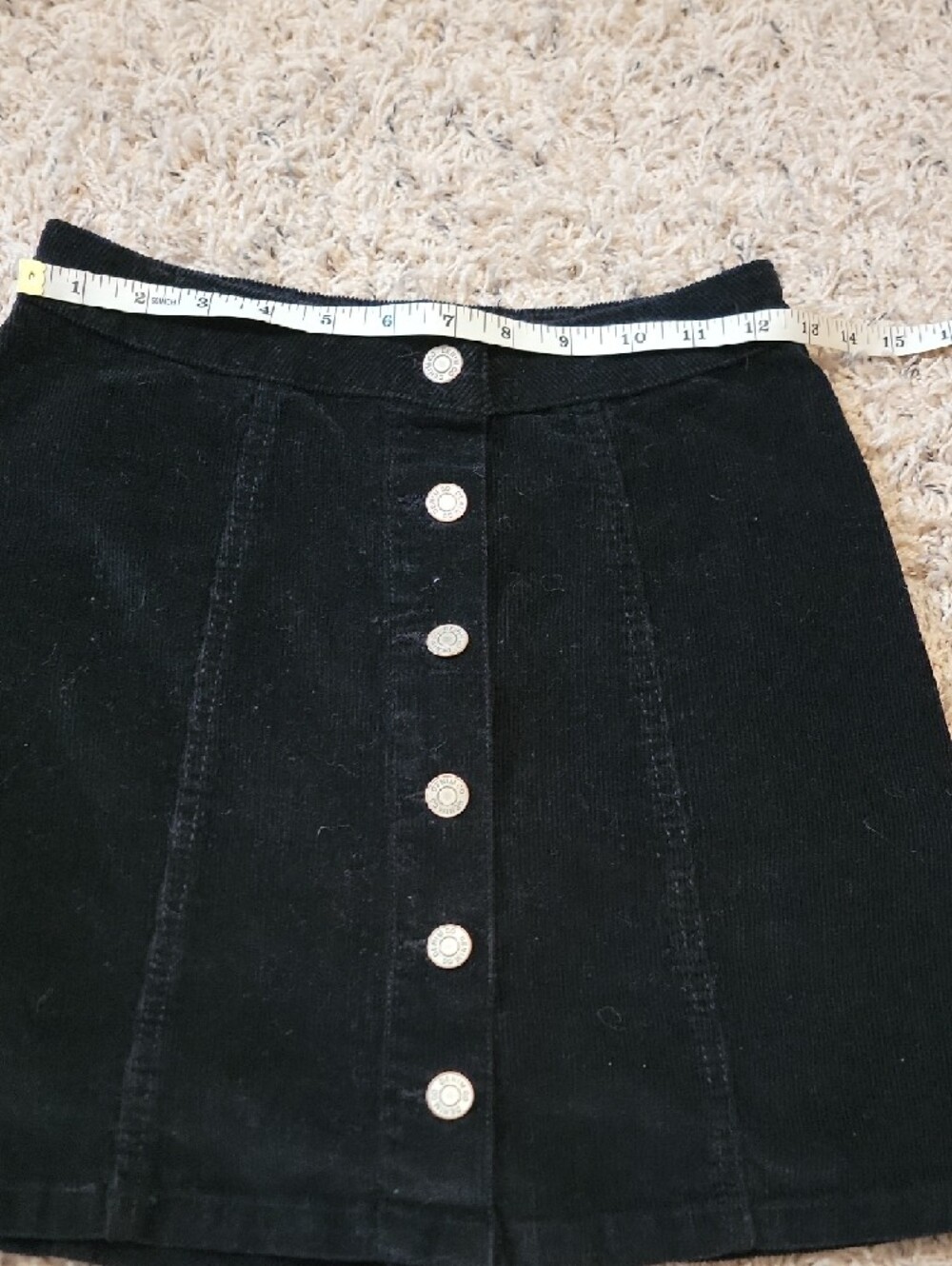 Denim&Co Black Button-Front Corduroy Mini Skirt - Picture 5 of 6